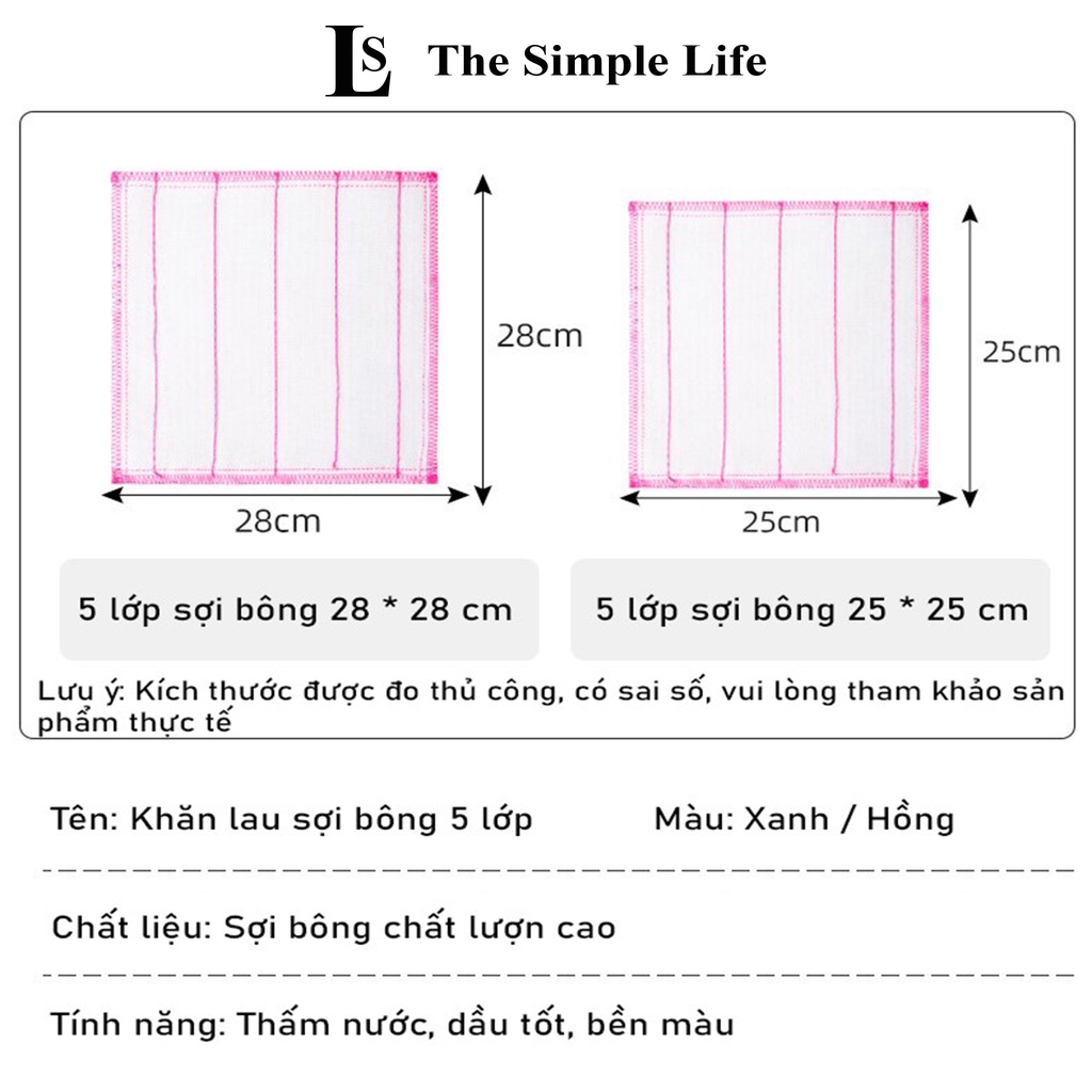 Khăn lau bếp siêu thấm, khăn lau chén đĩa, tay, lau nhà, bếp 5 lớp siêu sạch đa năng, mềm mịn, cao cấp [CHÍNH HÃNG]