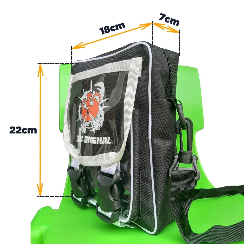 Túi xách đeo chéo nữ kiểu dáng mini bag thời trang canvas khóa kéo hai ngăn mặt gương trong suốt BIN ORIGINAL ĐẦU MÈO | BigBuy360 - bigbuy360.vn