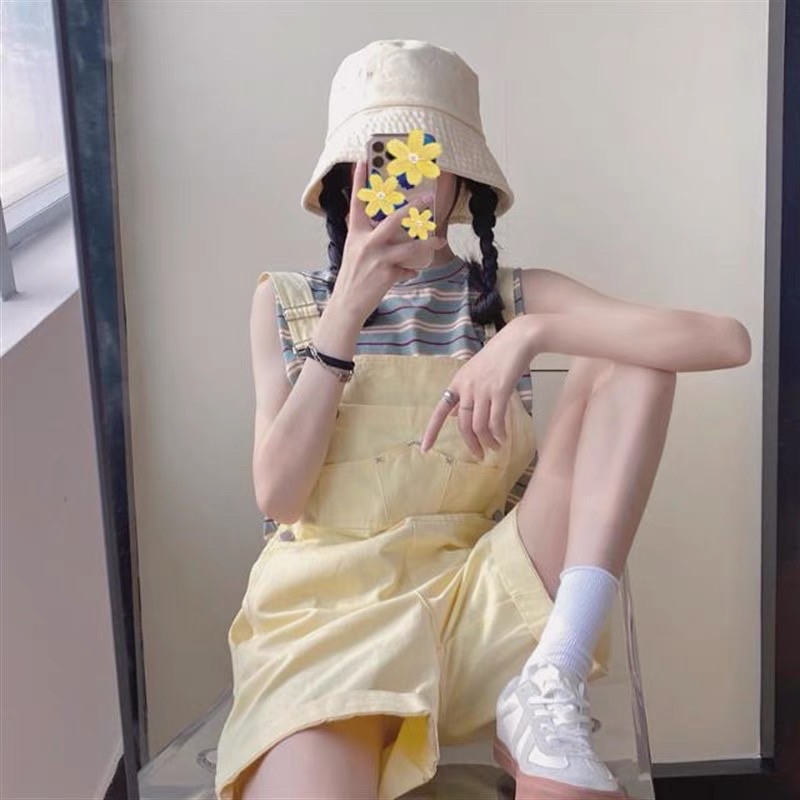 (ORDER) Quần yếm ống rộng vàng pastel ulzzang full size