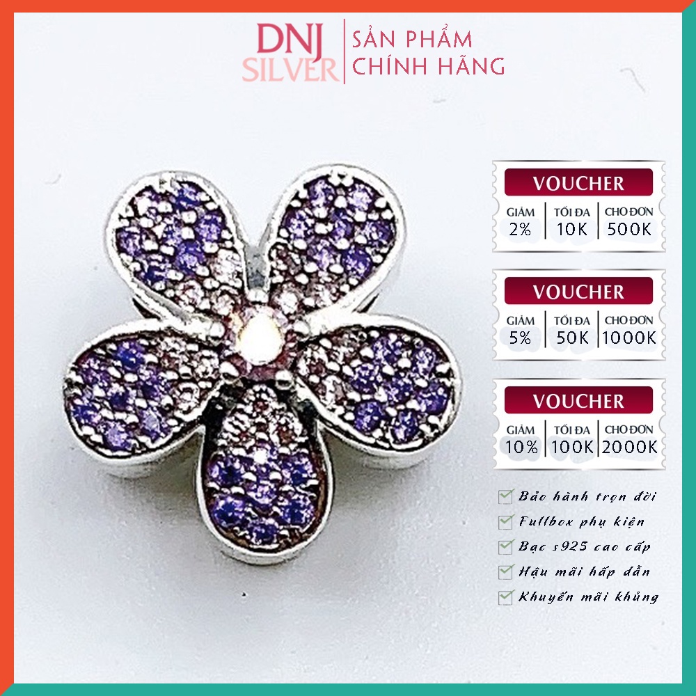 [Hàng cao cấp] Vòng tay bạc 925 cao cấp dành cho nữ - Vòng tay charm bạc đá tím, ý nghĩa tình yêu, thủy chung - DNB002