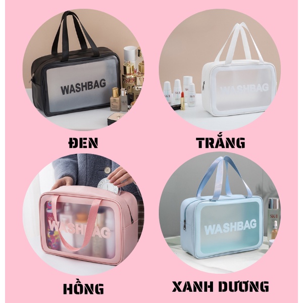 Túi đựng mỹ phẩm dụng cụ trang điểm tiện dụng Washbag trong suốt chống thấm nước MEOW STORE TMP01