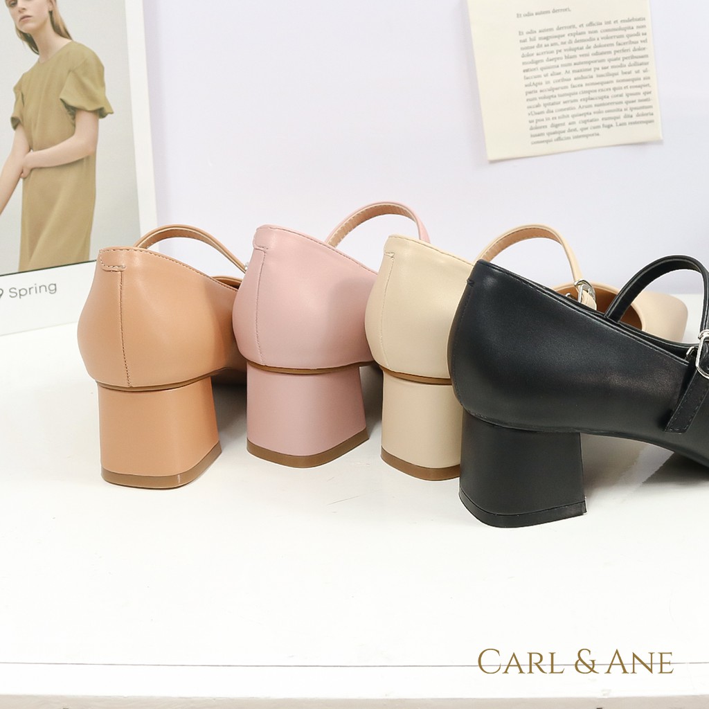 Carl & Ane - [Form lớn lùi 1 size] Giày cao gót thời trang nữ mũi vuông phối dây cao 5cm màu bò _ CP003 | BigBuy360 - bigbuy360.vn