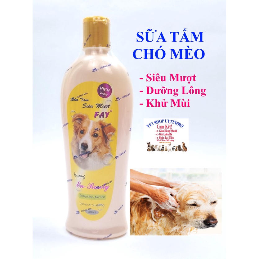 Sữa tắm Chó Mèo FAY siêu mượt Hương En-Rosely Chai 300ml Dưỡng lông Siêu mượt Khử mùi Hương thơm dài lâu Sx tại Việt Nam