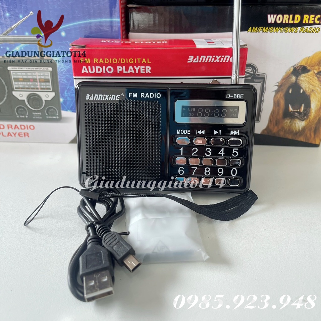 Máy nghe nhạc Loa Bannixing D68E Thẻ nhớ đt - Đài Fm - Usb Tiếng to hay bắt sóng khỏe -Bảo hành 6 tháng