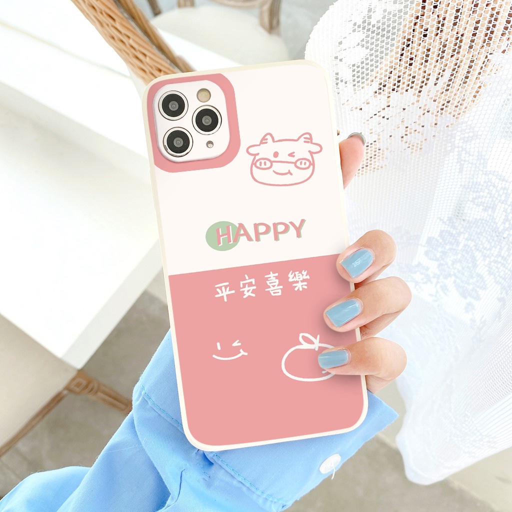 Ốp lưng iphone Mặt bò sữa cạnh vuông chống sốc cho iphone 7plus 8plus x xsmax 11pro max 12pro 12promax13promax tr1134