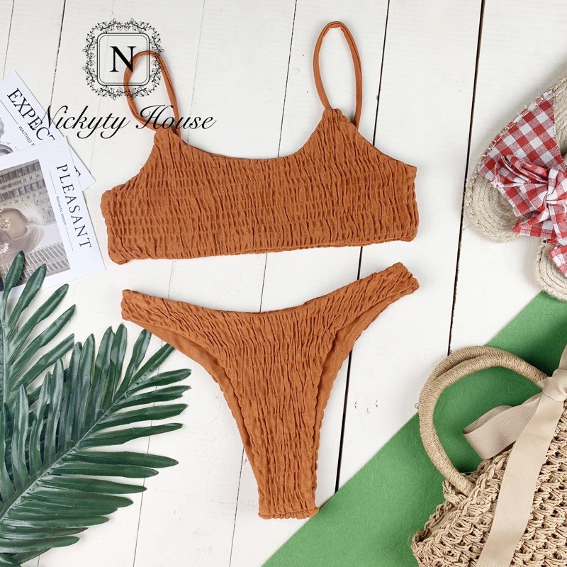 Bikini vải xếp thun xếp ly,quần khoét hông | BigBuy360 - bigbuy360.vn