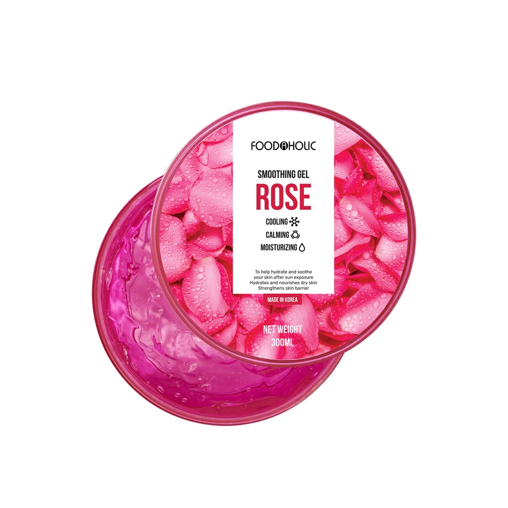 Gel dưỡng hoa hồng sáng da, thu nhỏ lỗ chân lông FOODAHOLIC Rose Water Soothing Gel 300ml
