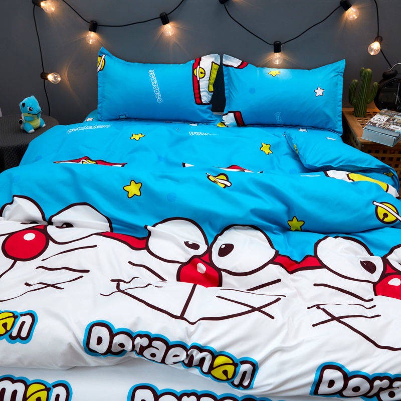 gối Doraemon hoạt hình mèo jingle ký túc xá sinh viên bốn mảnh Ga trải giường