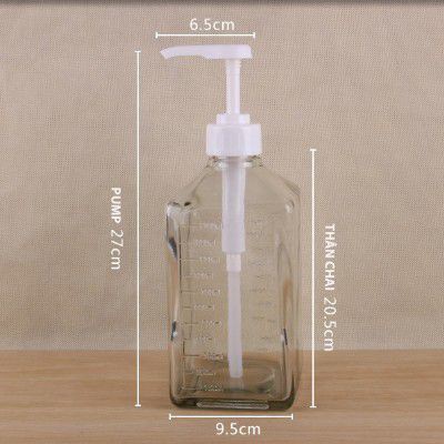 Bình bơm thủy tinh có vòi định lượng 100ml, 80ml đựng dung dịch lỏng, siro, đường, sữa tắm, (đã kèm vòi)