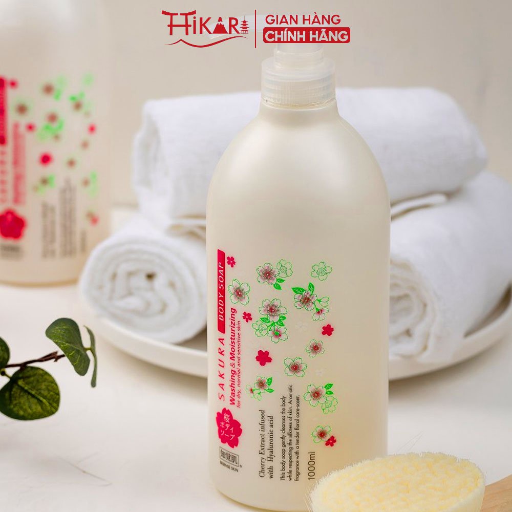 Sữa tắm sáng da dưỡng ẩm Kumano Besense Sakura Body Soap hương hoa anh đào 1000ml