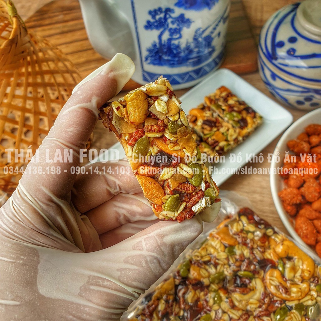 Thanh Gạo Lứt Ngũ Cốc Chà Bông Rong Biển Granola Bar - Ăn Kiêng - Túi Hút Chân Không 500gr