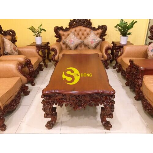 Bộ bàn ghế sofa hoàng gia bọc da cao cấp – SF056