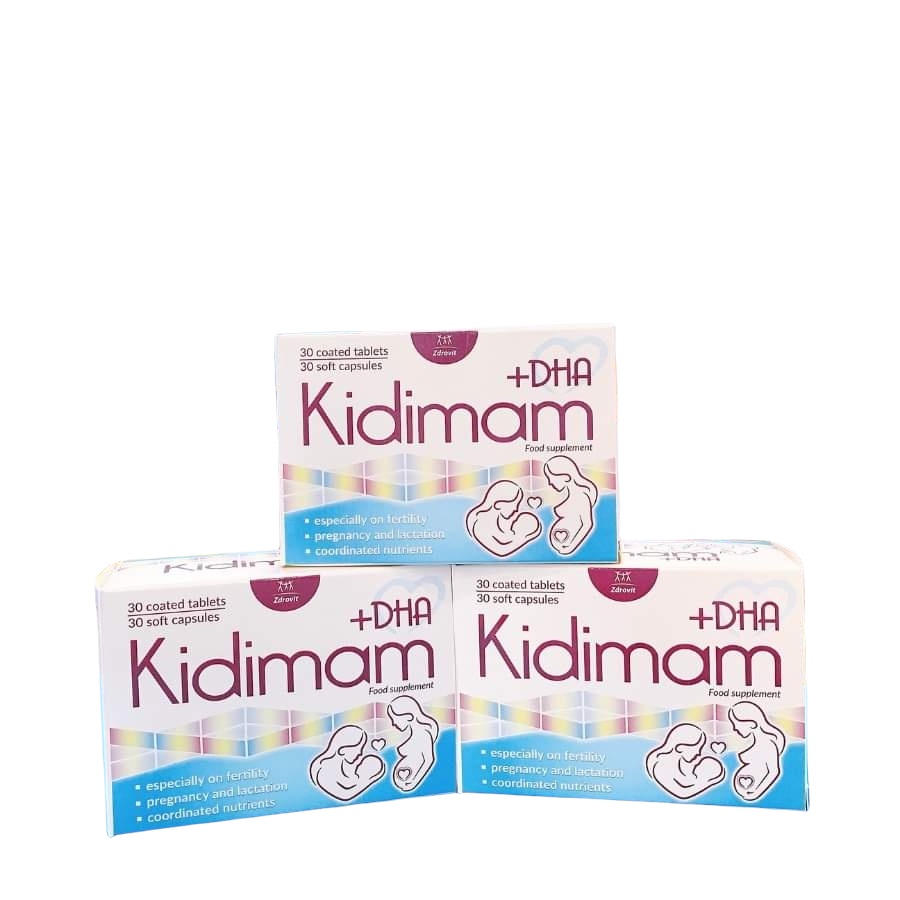 Kidimam+DHA - Vitamin Tổng Hợp Cho Bà Bầu, Acid Folic, Sắt, Dầu Cá, DHA, Vitamin B, Vitamin C (Hộp 30 viên) [Chính Hãng]
