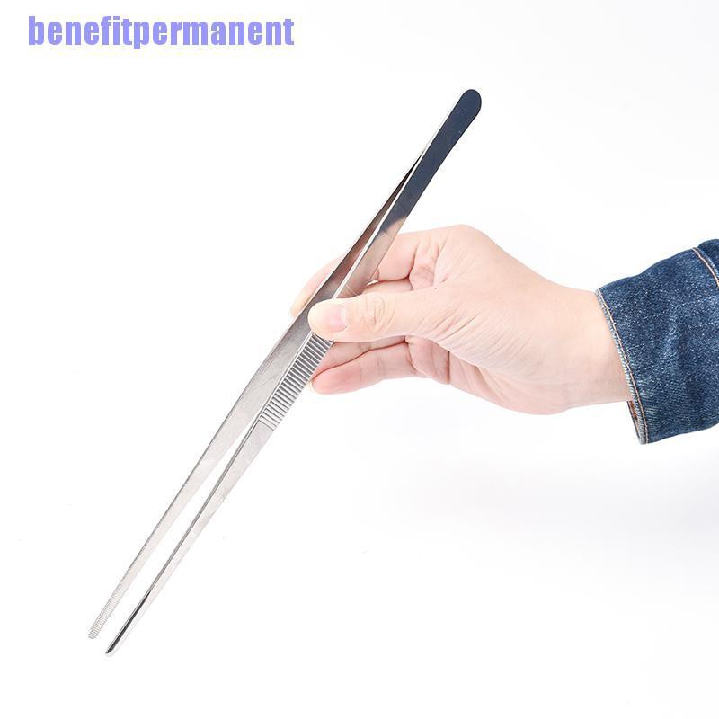 Benefitpermanent✹★ Kẹp Gắp Thức Ăn Cán Dài Màu Bạc Bằng Thép Không Gỉ