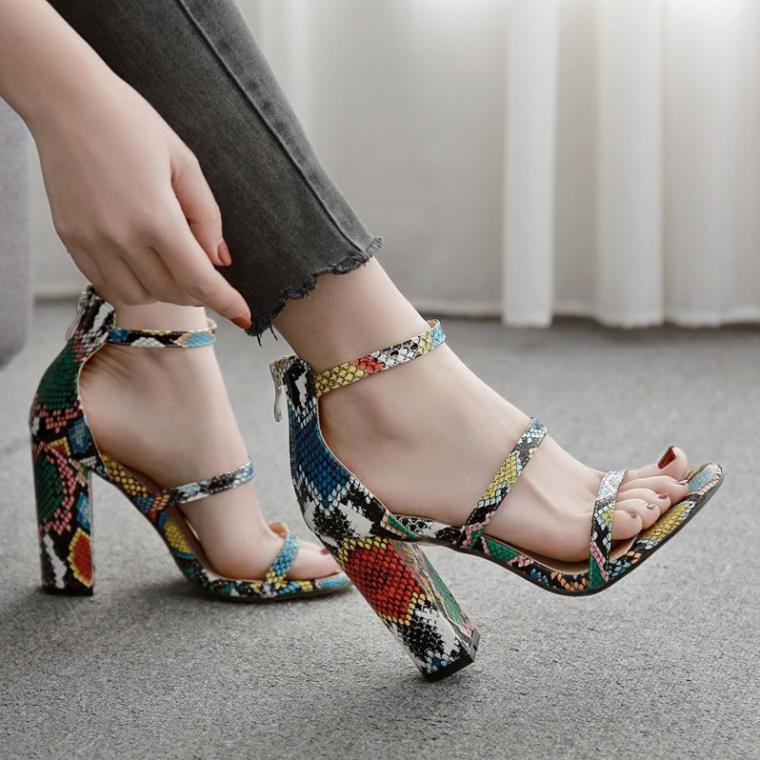 giày cao gót đế vuông in da rắn nhiều màu sắc ( giao hỏa tốc 2h - free shipping - bảo hành 1 năm) HOT