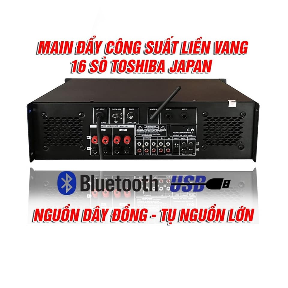 CỤC ĐẨY CÔNG SUẤT LIỀN VANG JBL T68 PRO 16 SÒ NHẬT, CÓ BLUETOOTH - CÔNG SUẤT 1200W