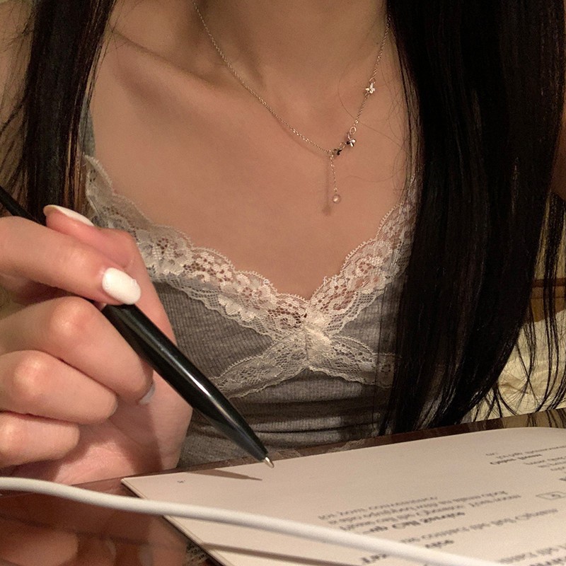 Dây chuyền mặt bướm treo dài đá cho nữ phong cách