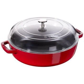 Chảo gang staub cherry nắp vung kính 26cm