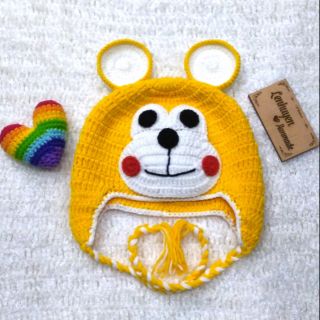 Nón len handmade hình gấu vàng cho bé