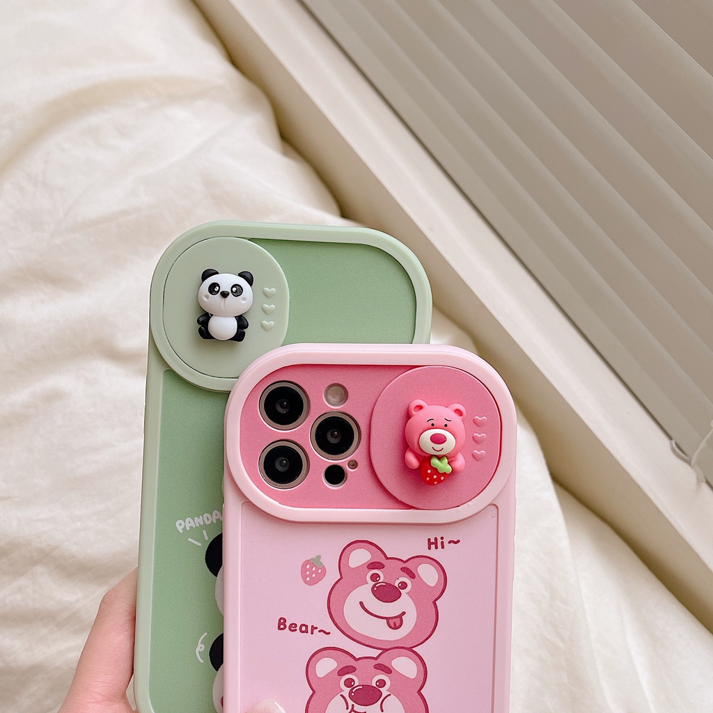 Ốp Điện Thoại Dẻo Họa Tiết Hoạt Hình Chú Gấu &amp; Dâu Tây Dễ Thương Chống Rơi Cho iPhone 11 / 12 / 12PRO MAX / 13PRO MAX / 7 / 8Plus