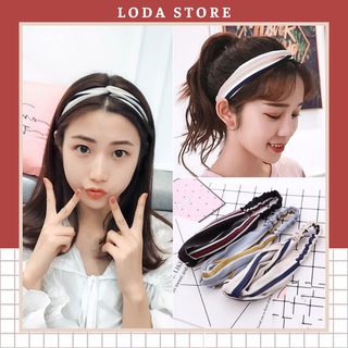 Băng đô nữ vải mềm mại kiểu thắt nút sọc kẻ thời trang cho nữ