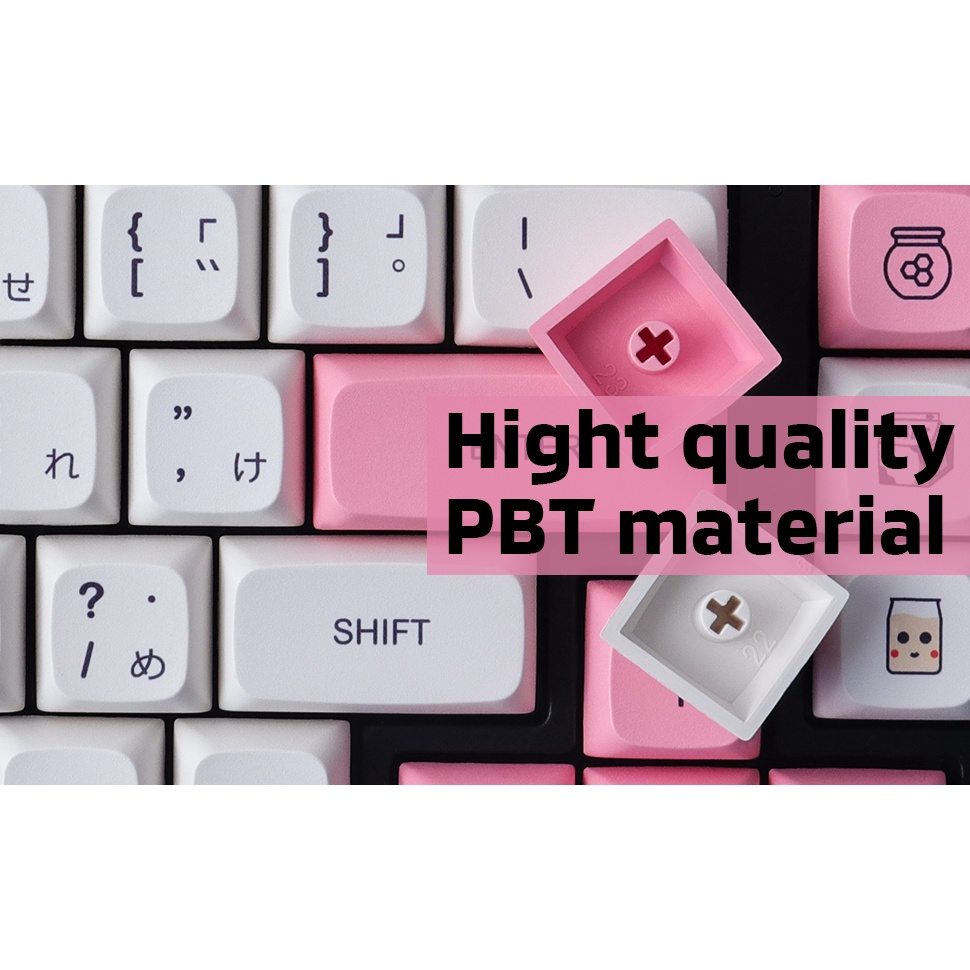 GMK Strawberry Milk Cake Keycaps 137 Phím PBT Thuốc nhuộm-Thăng hoa Keycaps XDA Hồ sơ Nhật Bản Keycaps cho Cherry Gateron MX Công tắc bàn phím cơ