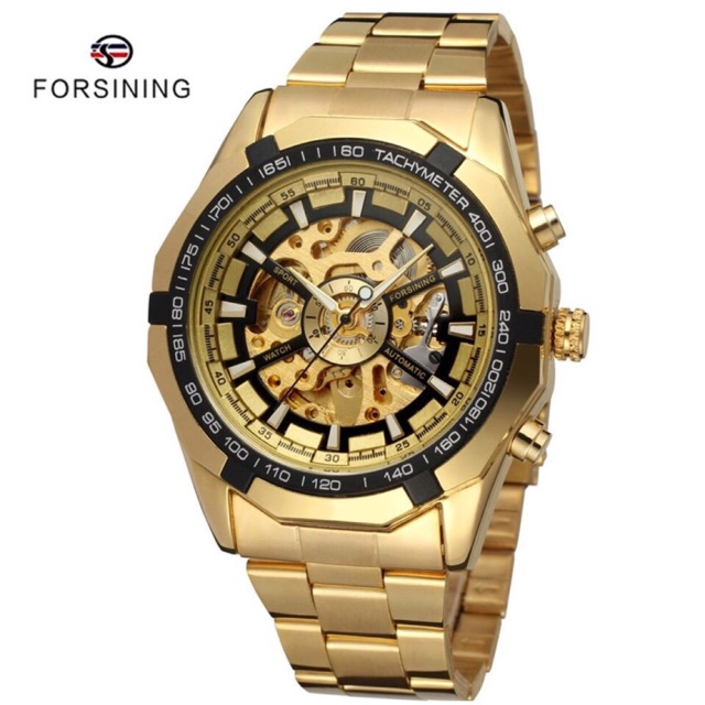 Đồng hồ nam lộ máy cơ Winner dây thép không gỉ Fullbox hãng