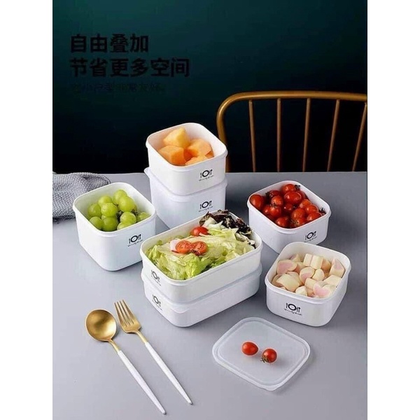 BỘ 4 HỘP TRỮ NGĂN ĐÔNG &amp; NGĂN MÁT CÓ NẮP