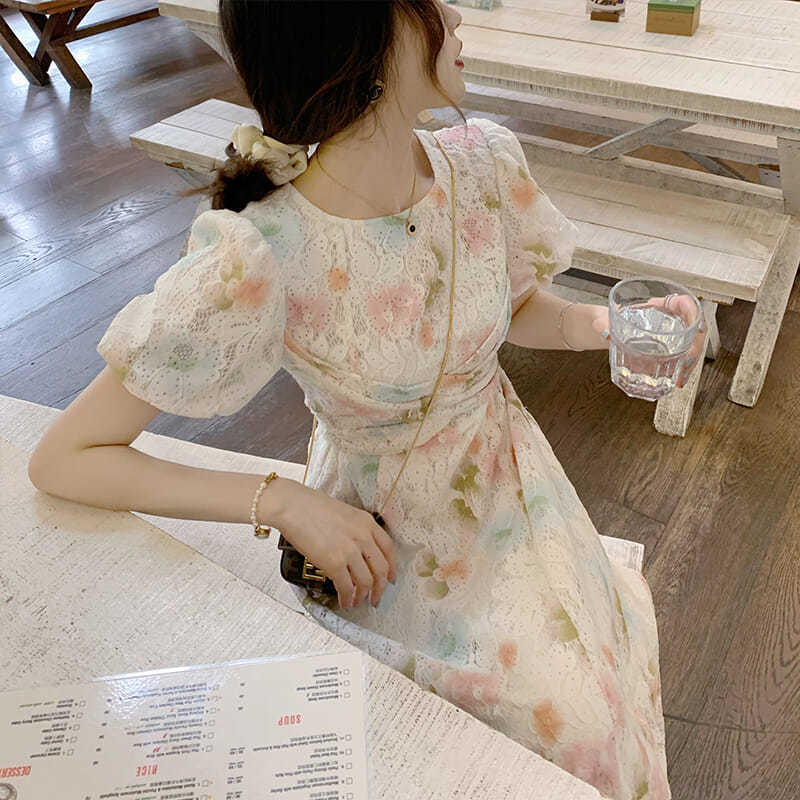 Đầm Maxi Ngắn Tay Hở Lưng Họa Tiết Hoa Xinh Xắn Dành Cho Nữ / Size S-2Xl | BigBuy360 - bigbuy360.vn