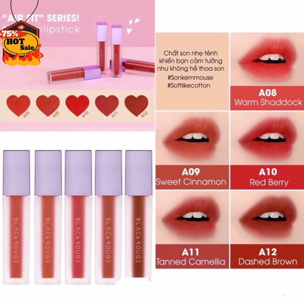 Son kem lì Black Rouge [FREE SHIP] Black Rouge Air Fit Velvet Hàng Mới