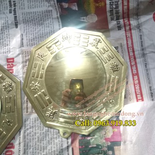 Gương bát quái bằng đồng phong thủy chấn trạch 18cm, gương cầu lồi, gương phong thủy, đồ đồng phong thủy