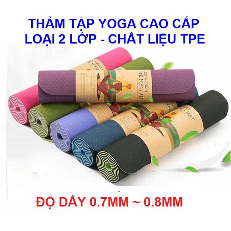 Thảm Tập Yoga Cao Cấp - Kháng Khuẩn - Dày 8mm