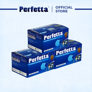 Combo 3 hộp khẩu trang 3 lớp Perfetta Trẻ Em Trắng/Xanh (35 Cái/Hộp)