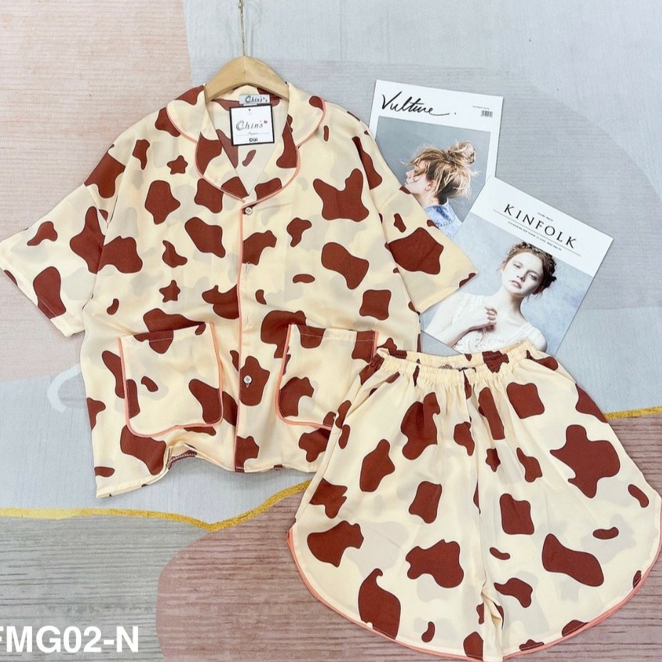 Bộ ngủ Pijama cộc BÒ SỮA lụa Mango siêu mềm mát hot hit (nhiều mẫu)