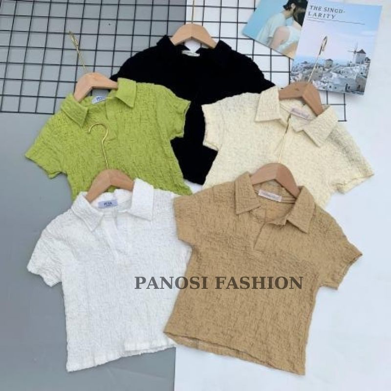 Áo phông nữ chất xốp áo polo nữ cổ bẻ ngắn tay cổ sơ mi phối cúc dáng croptop cá tính trẻ trung PANOSI - Mã A610