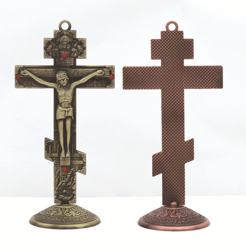Bức Tượng Nhỏ Bằng Kim Loại Chữ Thập Chúa jesus Cucified christian catholic Nghệ Thuật Trang Trí Nhà Cửa Phòng Khách Xe Hơi