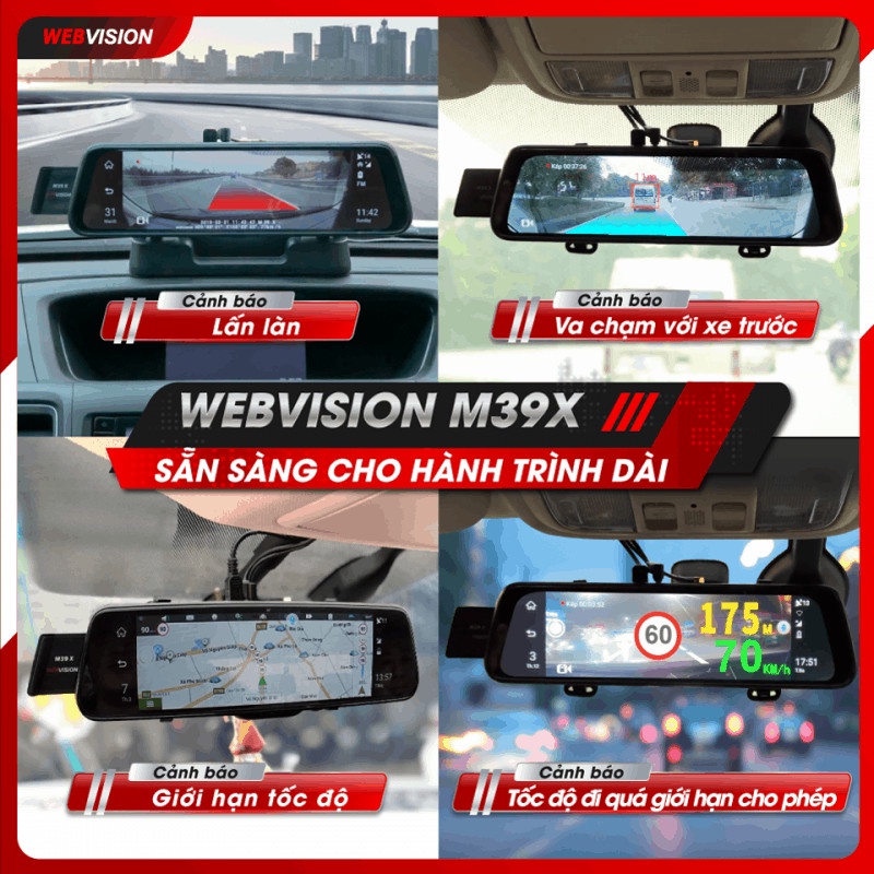 Camera Hành Trình Webvision M39X - Bản Quyền Vietmap S1 - Bản Quyền Navitel - Wifi 4G - Giám Sát Từ Xa - ADAS