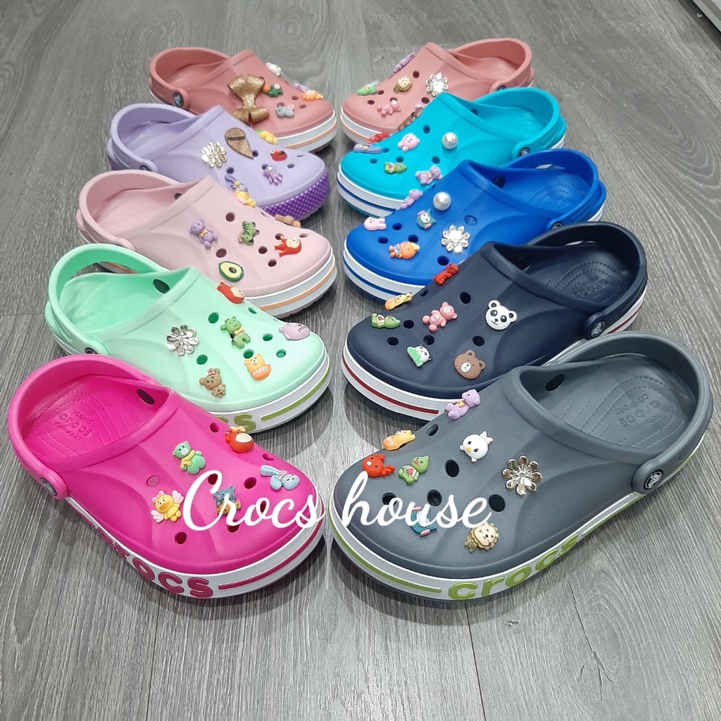 Dép crocs chính hãng, dép sục crocs baya nam nữ tặng kèm jibbitz gắn viền chữ - Crocs house