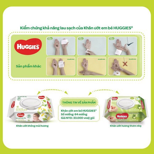 Khăn ướt huggies không mùi 64 tờ