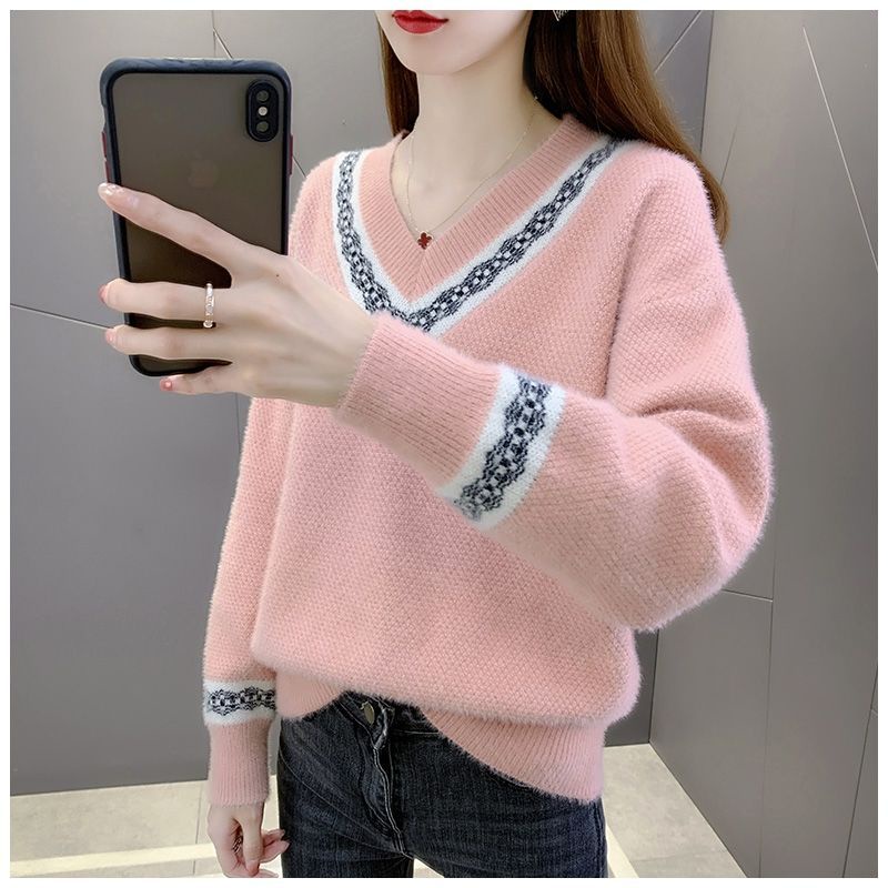 Áo Khoác Giả Lông Chồn Cổ Chữ V Dáng Ôm Thời Trang Thu Đông Hàn Quốc Mới