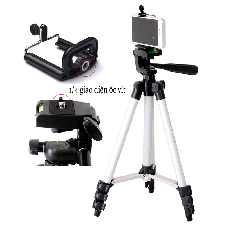 Gậy Chụp Hình 3 Chân Tự Sương Tripod 3110 + Kèm Giá Đở Điện Thoại (Remote Và Đèn Trợ Sáng)