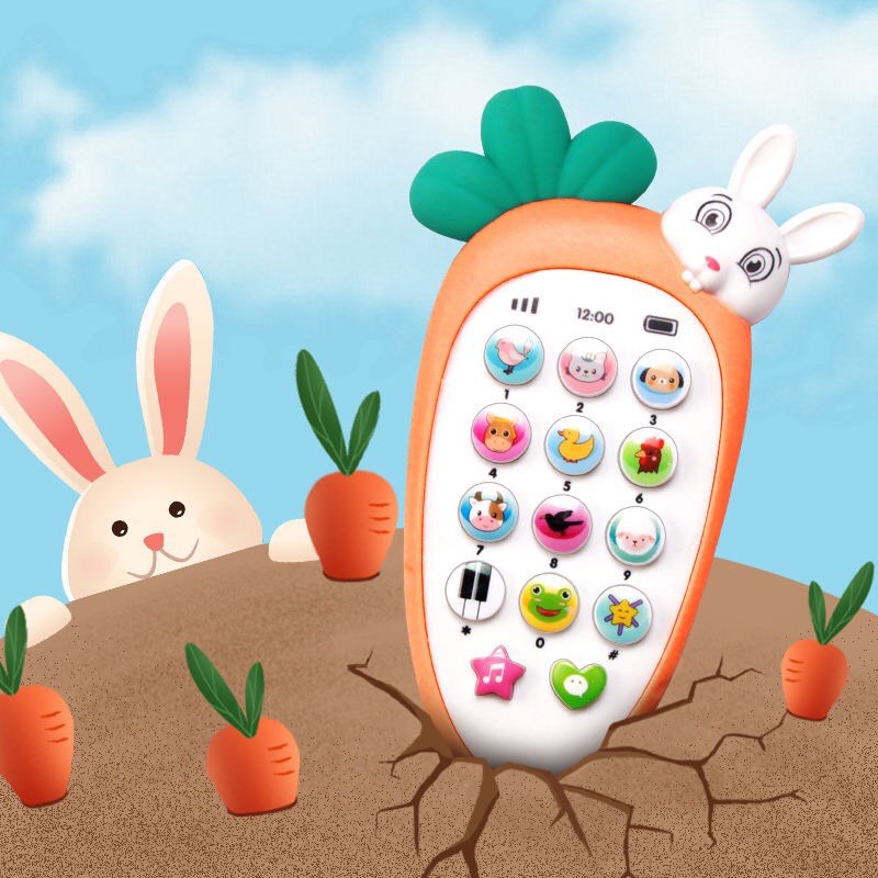 Điện thoại cà rốt-củ cải-thỏ đáng yêu phát nhạc cho bé-Đồ chơi thông minh-phát triển IQ,EQ