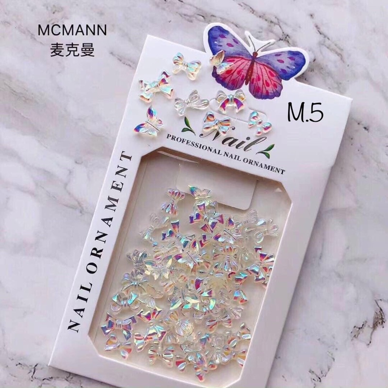 Charm gấu, nơ, bướm, nơ đá trang trí móng, phụ kiện nail