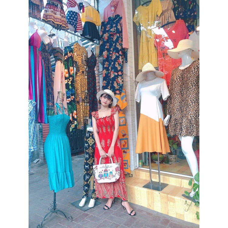 Đầm maxxi tay cánh tiên