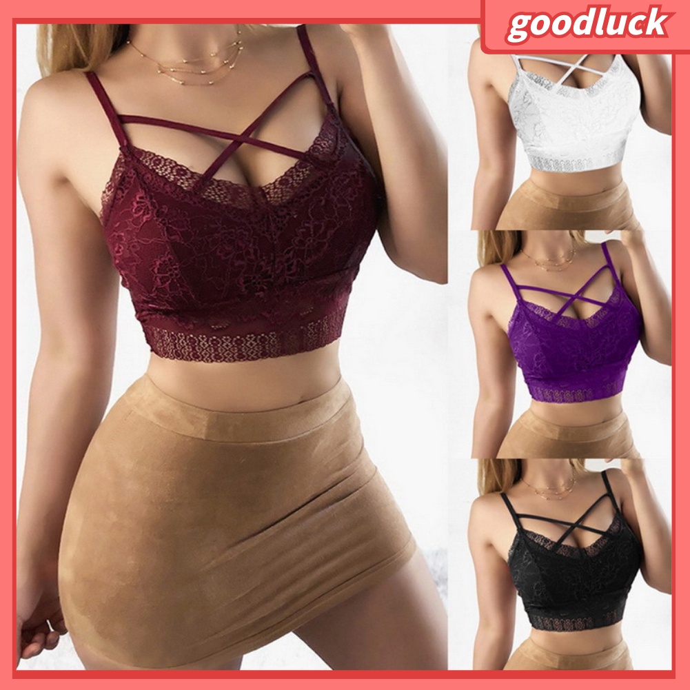 [GOLUK] Áo Lót Bralette Ren Chéo Màu Trơn Size Lớn Cho Nữ