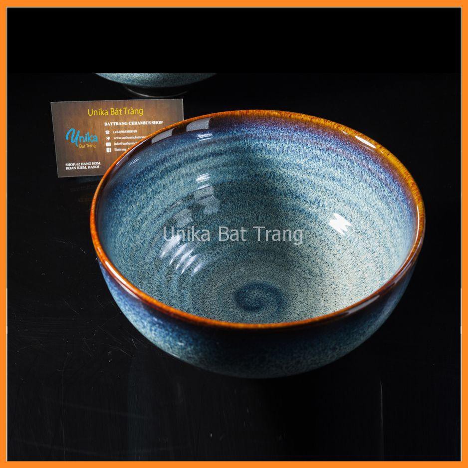 Bát Phở Cup Men Xanh Hoả Biến 17x9.5cm - Bát Phở Gốm Sứ Cao Cấp - Bát Phở Gốm Sứ Bát Tràng Hàng Cao Cấp