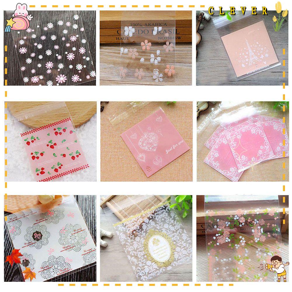 100pcs Flower Self-adhesive Biscuit Pastry Tool Baking Cookie Bags