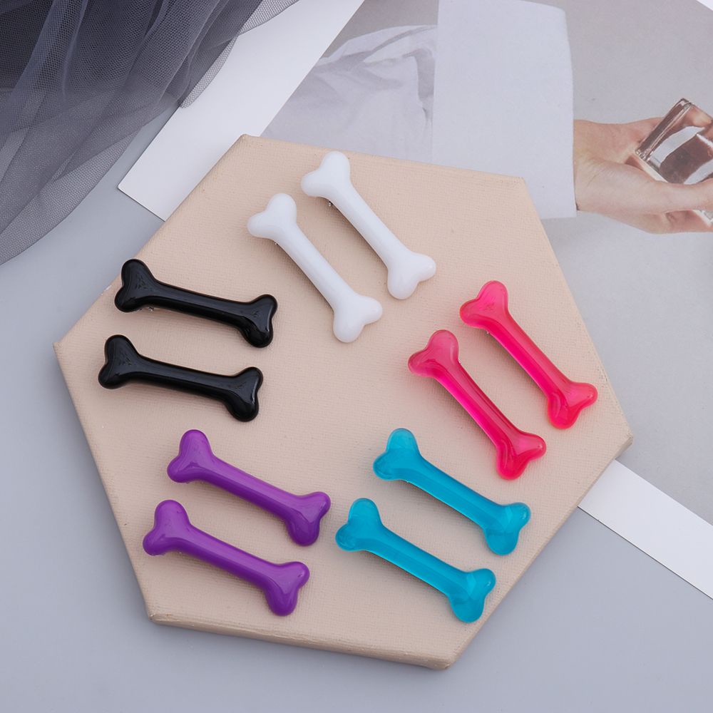 Set 2 Kẹp Tóc Hình Khúc Xương Màu Trơn Dễ Thương Thời Trang Cho Nữ