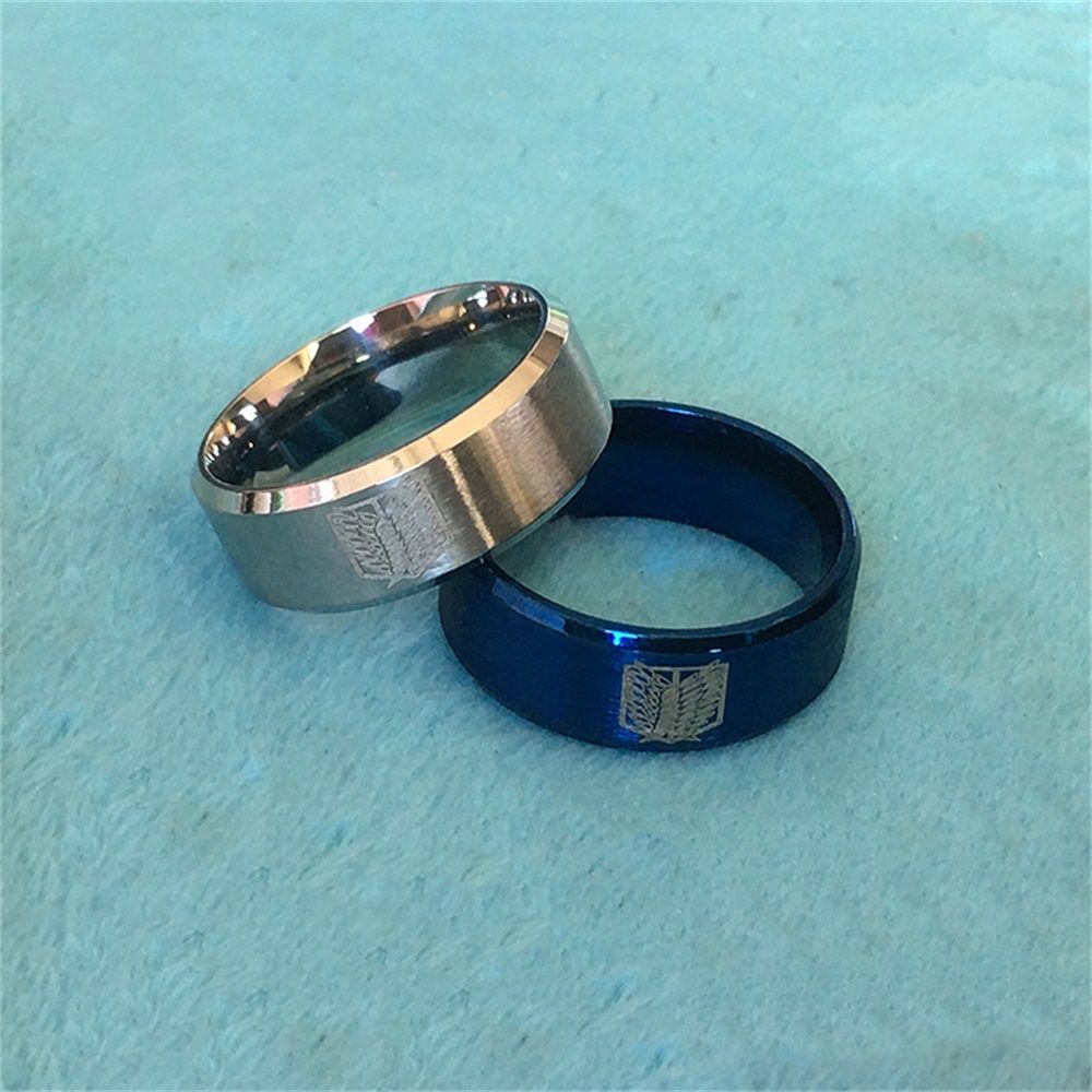 Susans stainless steel ring Anime merchandise attack giant wings of freedom Black Sliver