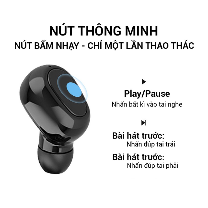 Tai nghe bluetooth 5.0 nhét tai không dây mini gaming pin trâu - đèn LED hiển thị dung lượng pin KMT Store P21